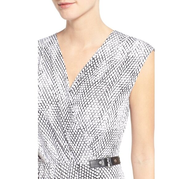 MICHAEL KORS Women’s Snake Print Side Buckle Faux Wrap Minimalist Chic Dress - Picture 5 of 15